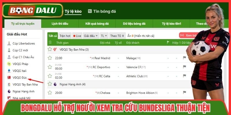 Bongdalu hỗ trợ người xem tra cứu Bundesliga thuận tiện