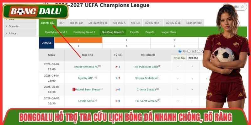 Bongdalu hỗ trợ tra cứu lịch bóng đá nhanh chóng, rõ ràng