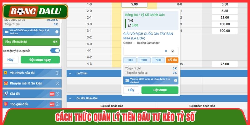 Cách thức quản lý tiền đầu tư kèo tỷ số