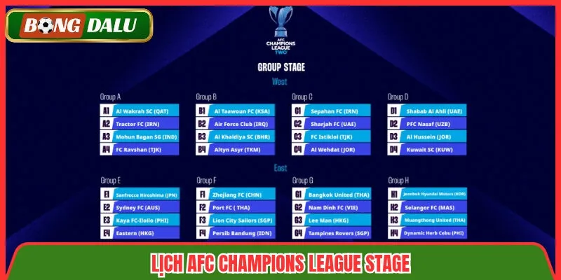 Lịch AFC Champions League stage